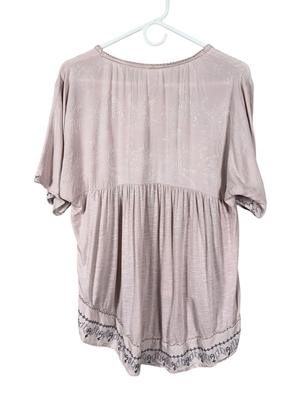 Womens Floral Peasant Top Medium Embroidered Cottage Bohemian Oversized Coastal - Picture 3 of 6